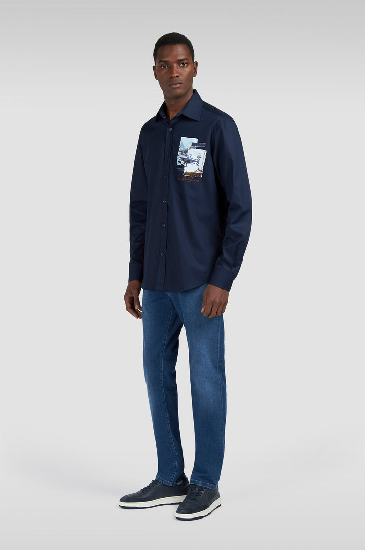 Paul & Shark Winter Giza Cotton Stretch Denim | Blue