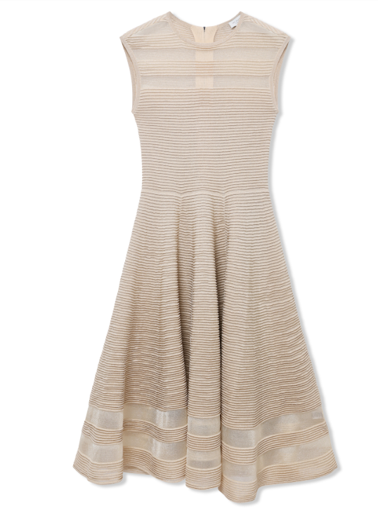 Ted Baker Saalli Knitted Skater Dress with Invisible Panels | Natural