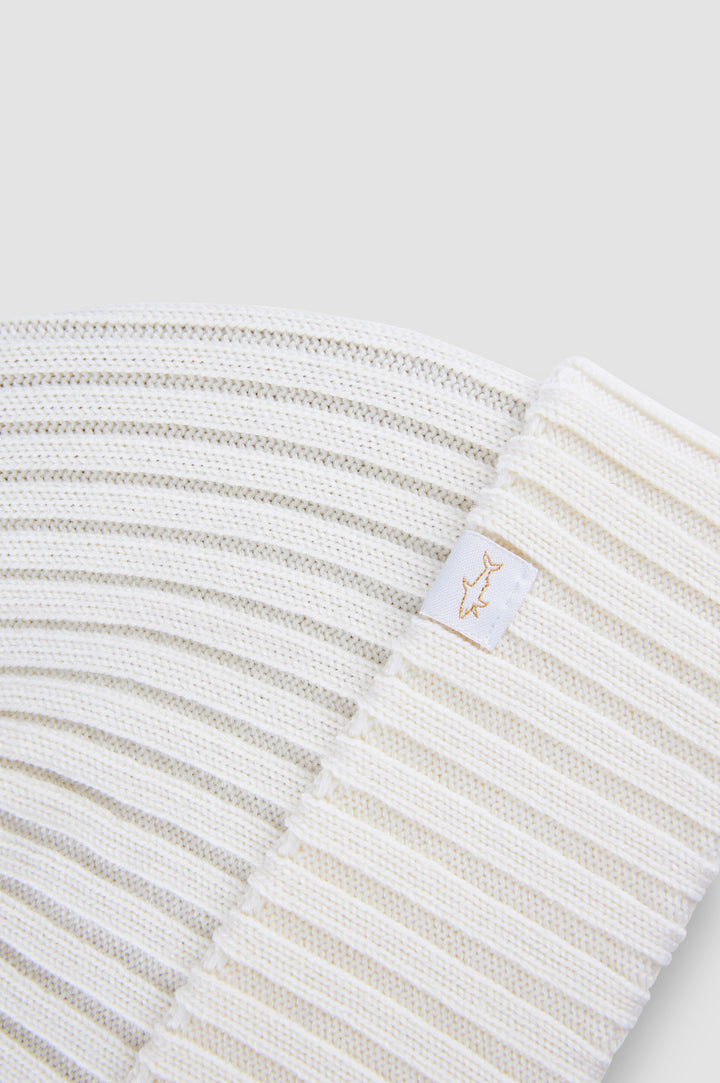 Paul & Shark Shark Tag Soft Cool Touch Wool Beanie | Ecru