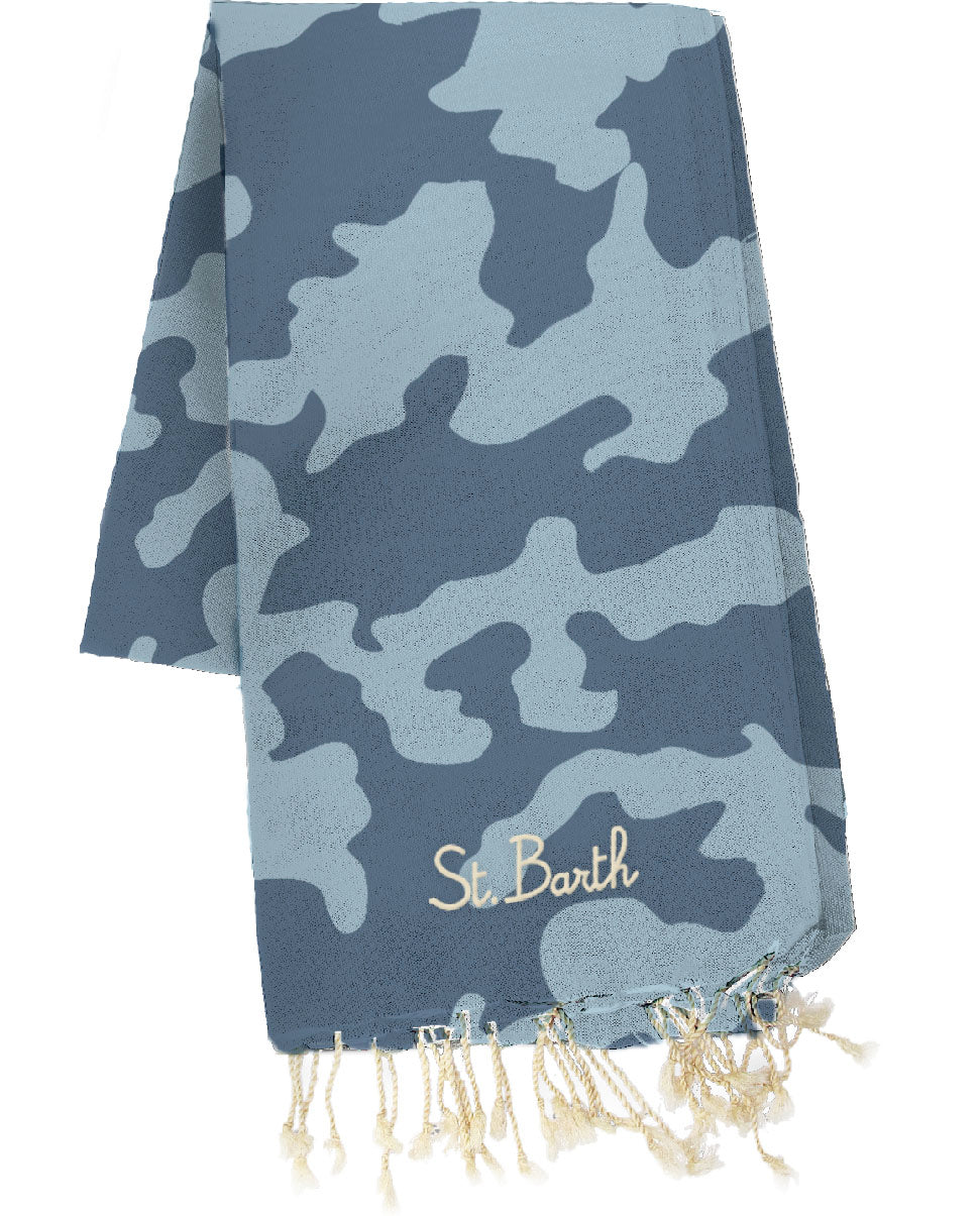 MC2 Saint Barth Foutas Jacquard Towel Camouflage | Grey/Pale Blue