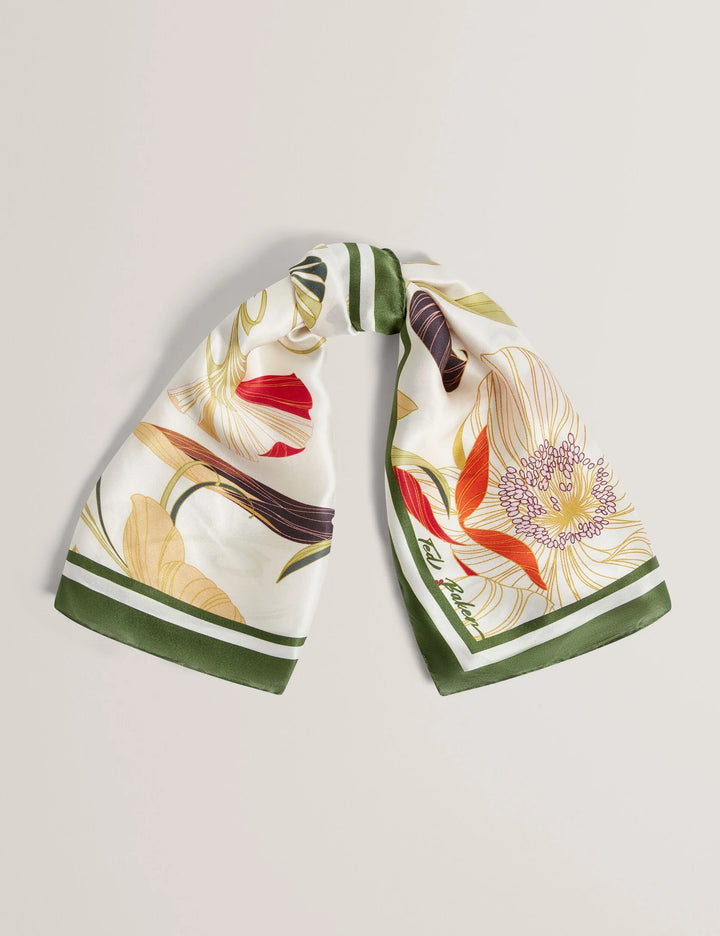 Ted Baker Fleuret Floral Swirl Print Square Silk Scarf | Cream