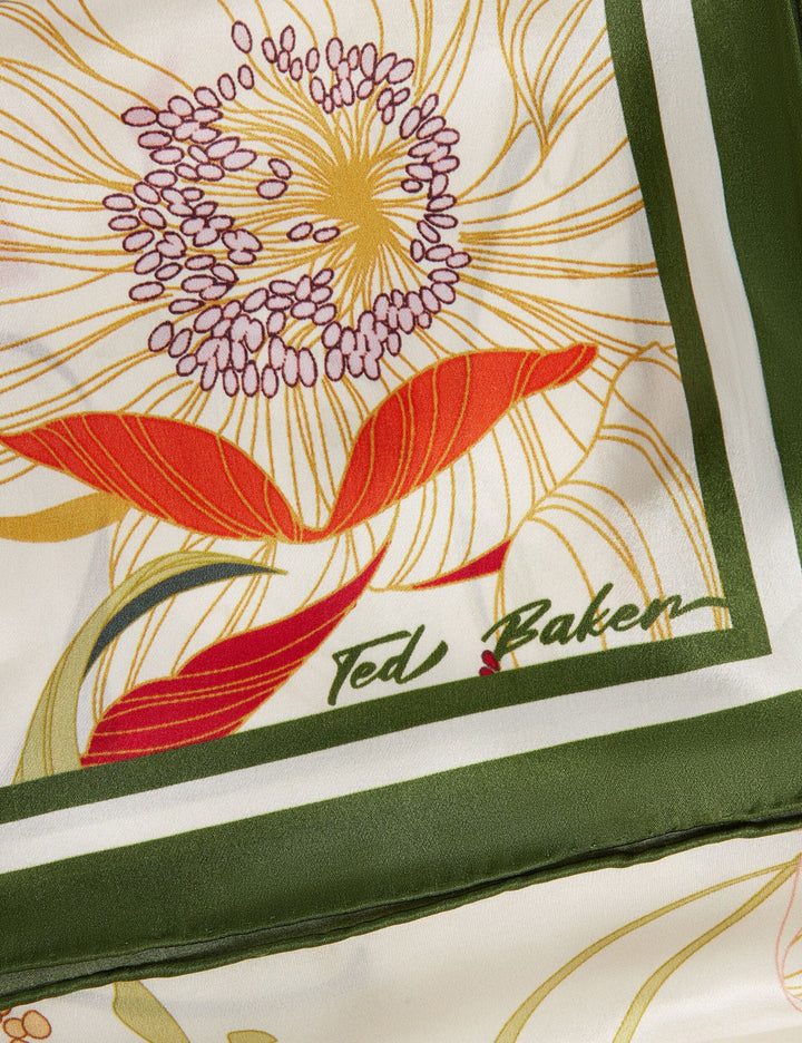 Ted Baker Fleuret Floral Swirl Print Square Silk Scarf | Cream
