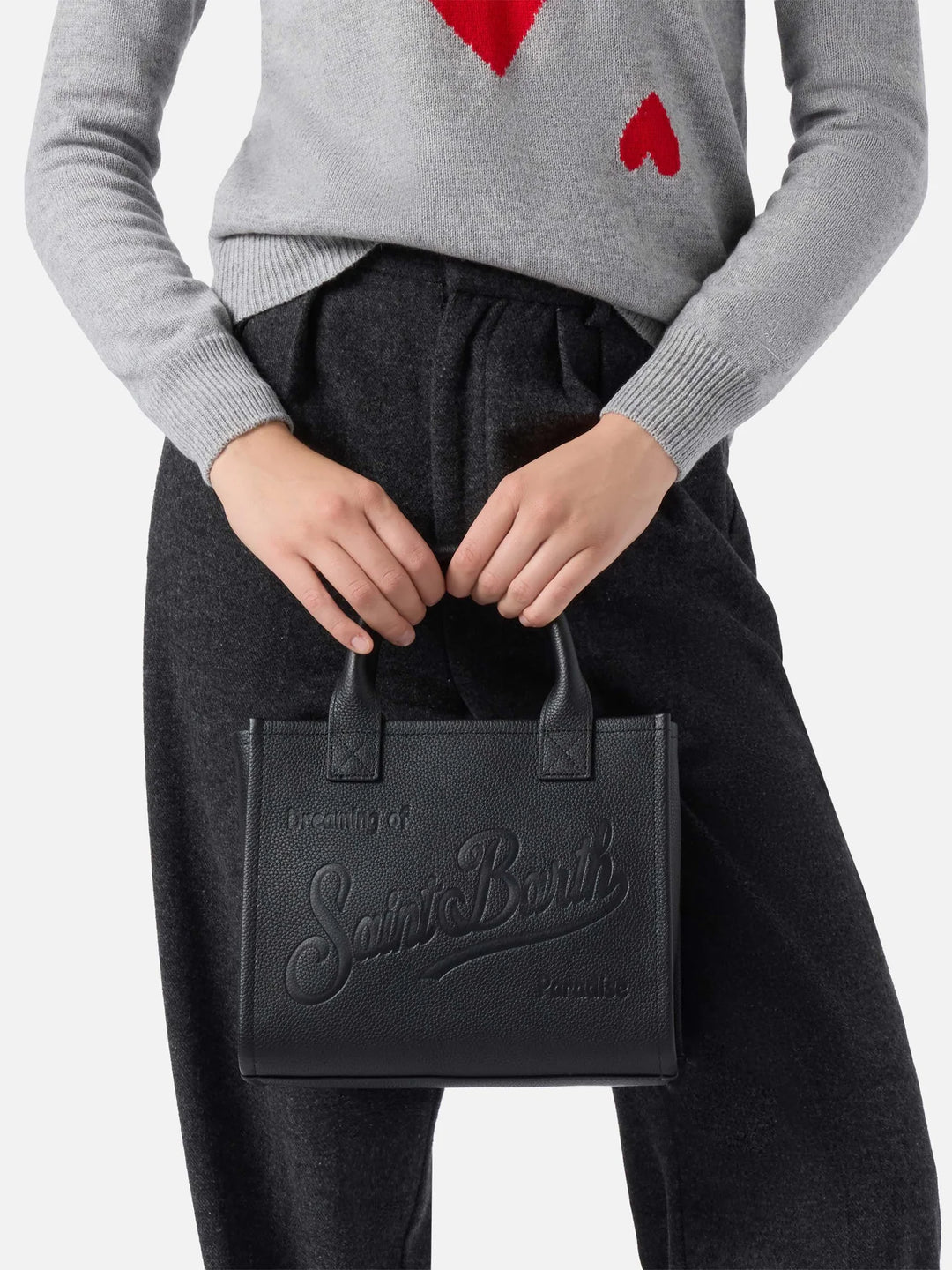 MC2 Saint Barth Vanity Midi Grain Leather Bag | Black