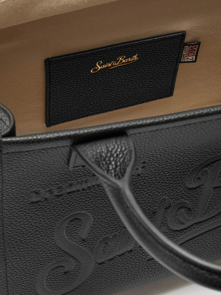 MC2 Saint Barth Vanity Midi Grain Leather Bag | Black