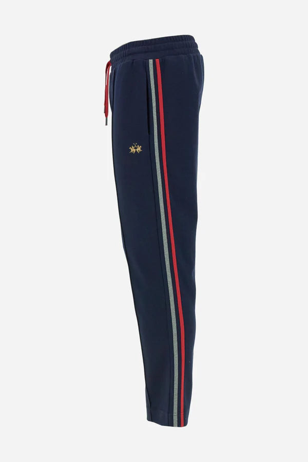 La Martina Men’s Joggers Cotton Interlock Fleece with Colour Bands | Navy