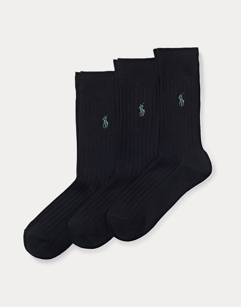 Ralph Lauren Rib-knit Crew Sock 3-Pack | Black