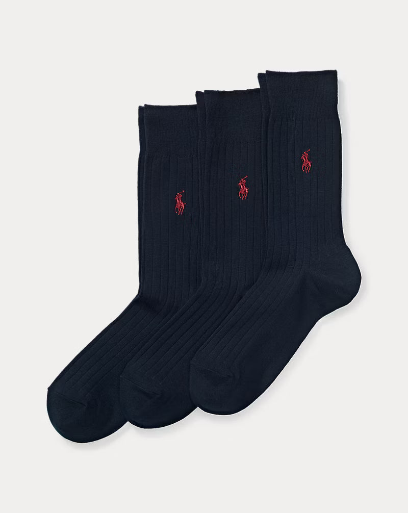 Ralph Lauren Rib-knit Crew Sock 3-Pack | Navy