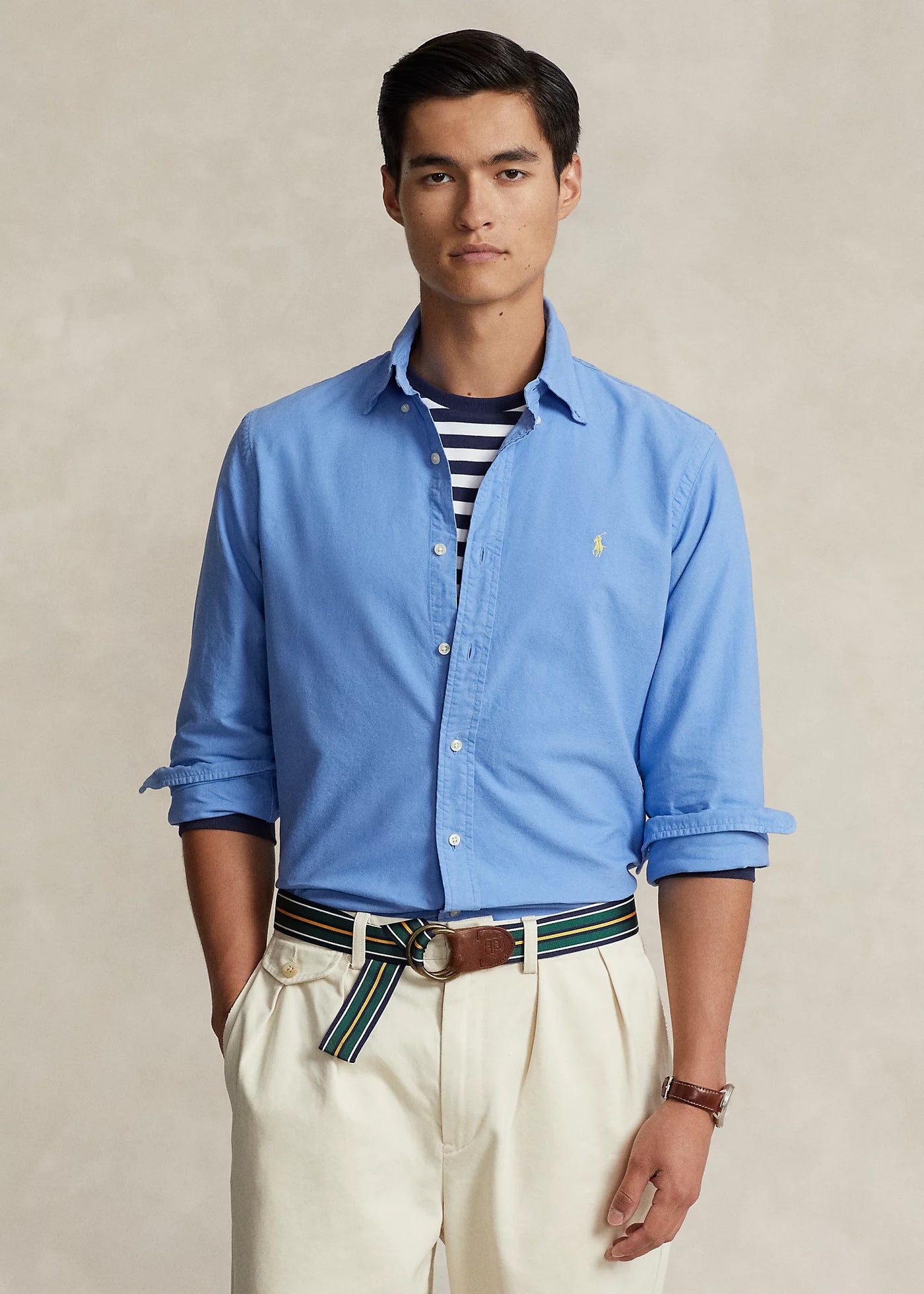 Ralph Lauren Custom Fit Garment-Dyed Oxford Shirt | Harbor Blue