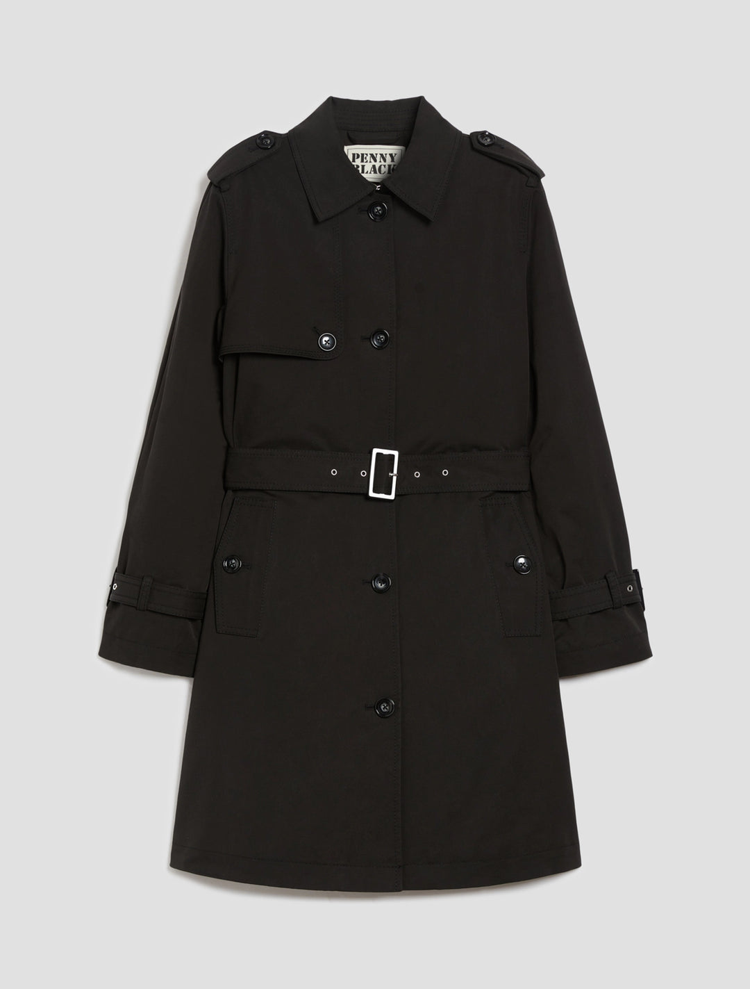 PennyBlack Rigel Single Breasted Gabardine Raincoat | Black