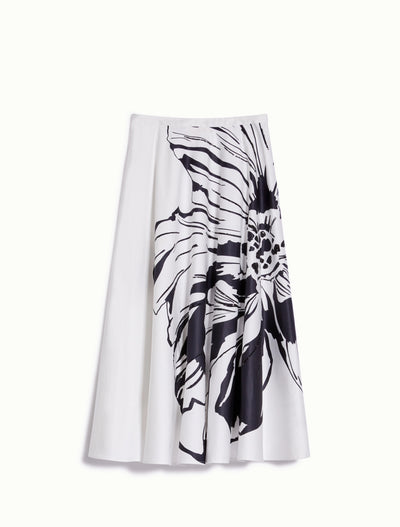 PennyBlack Cotton Satin Midi Skirt | White/Black