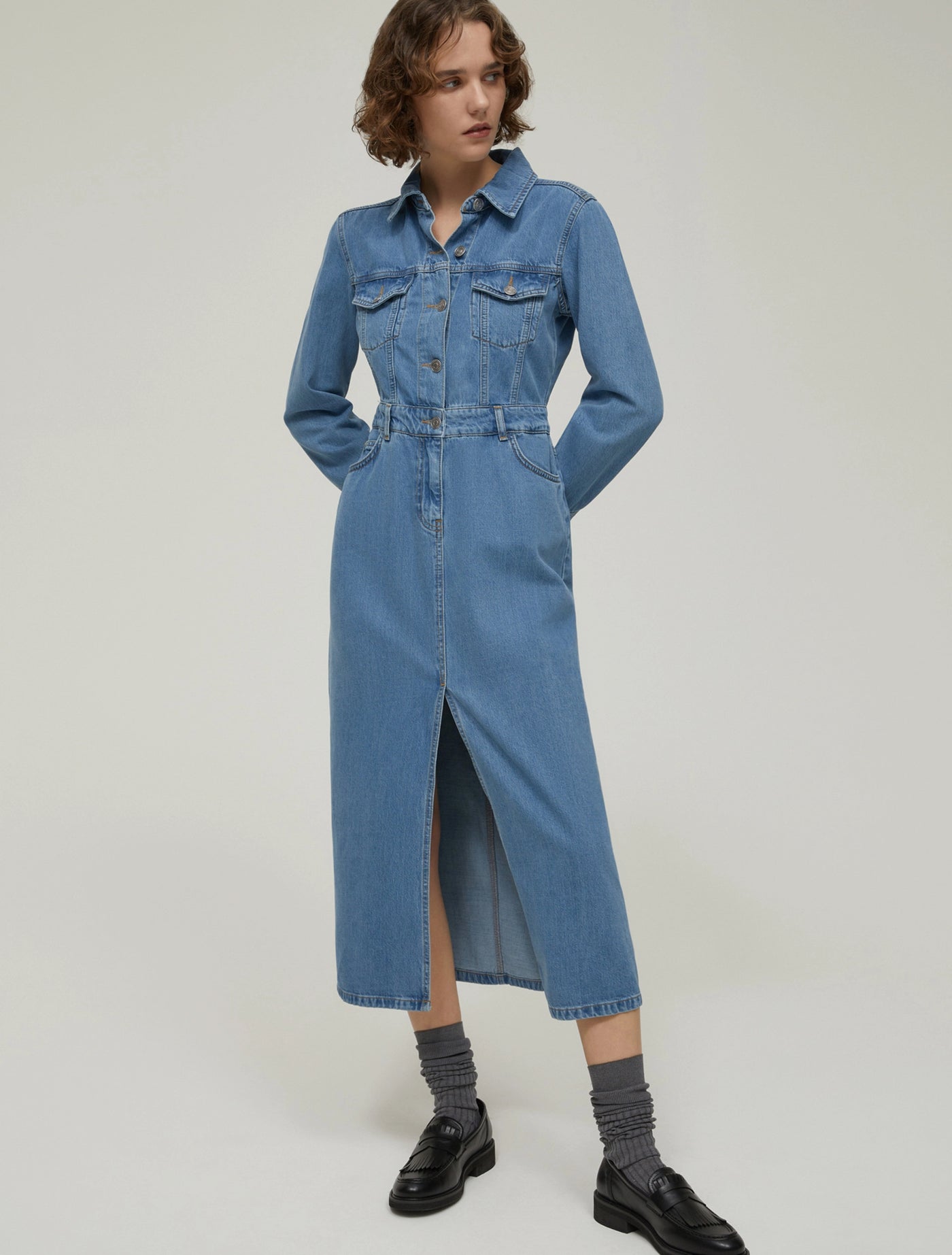 PennyBlack Lightweight Denim Shirt Dress | Navy