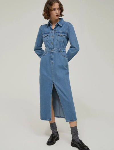 PennyBlack Lightweight Denim Shirt Dress | Navy