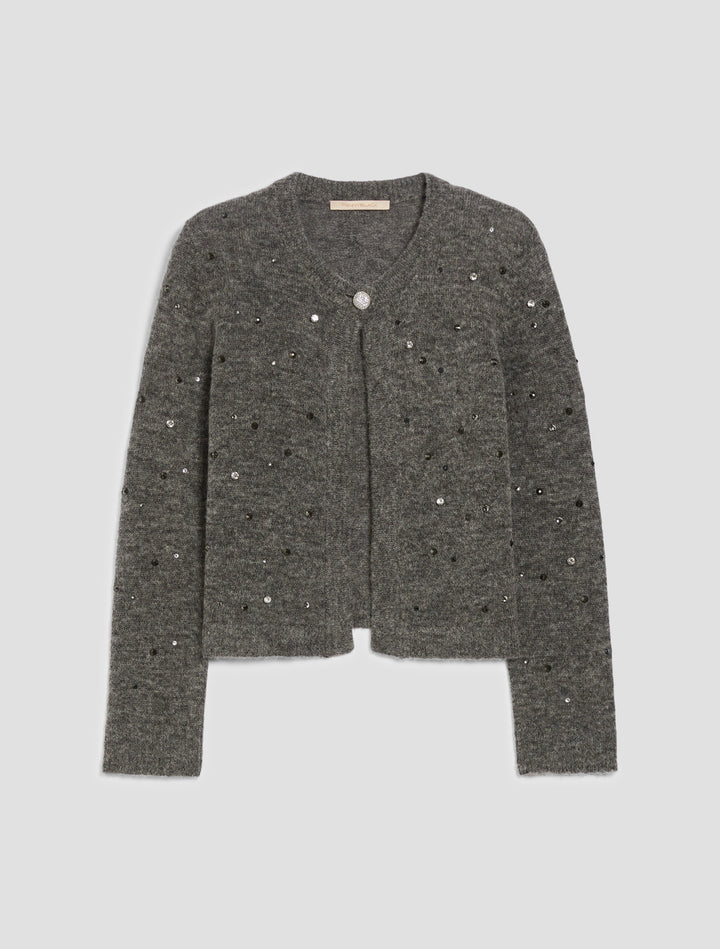 PennyBlack Mastino Rhinestone-detail Boxy Cardigan | Grey