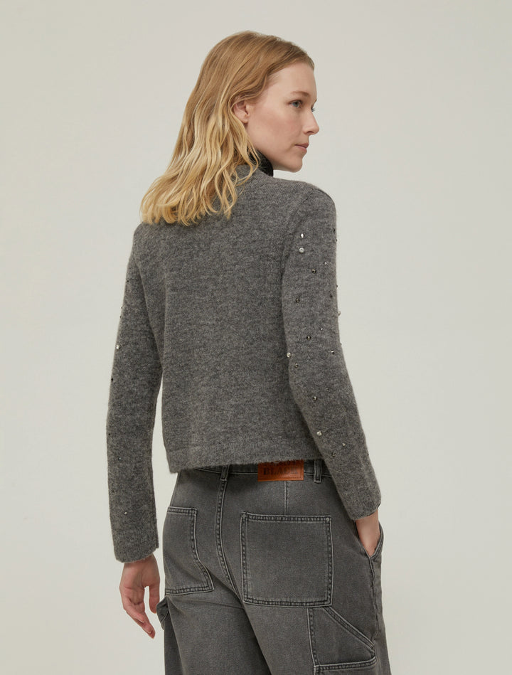 PennyBlack Mastino Rhinestone-detail Boxy Cardigan | Grey