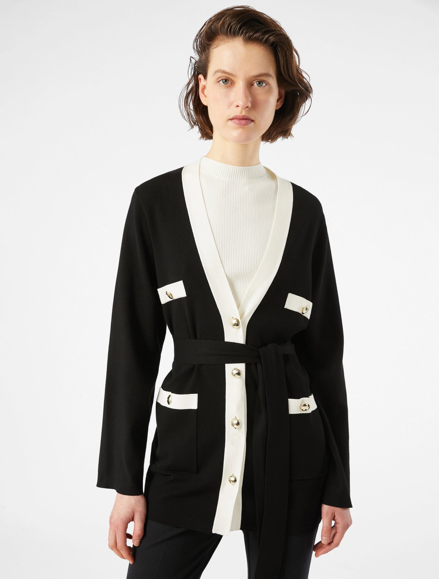 PennyBlack Contrasting-trim Cardigan | Black