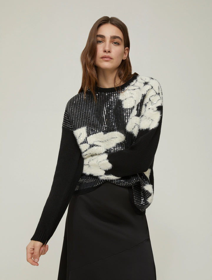 PennyBlack Godezia Sequin-adorned Jacquard Sweater | Black