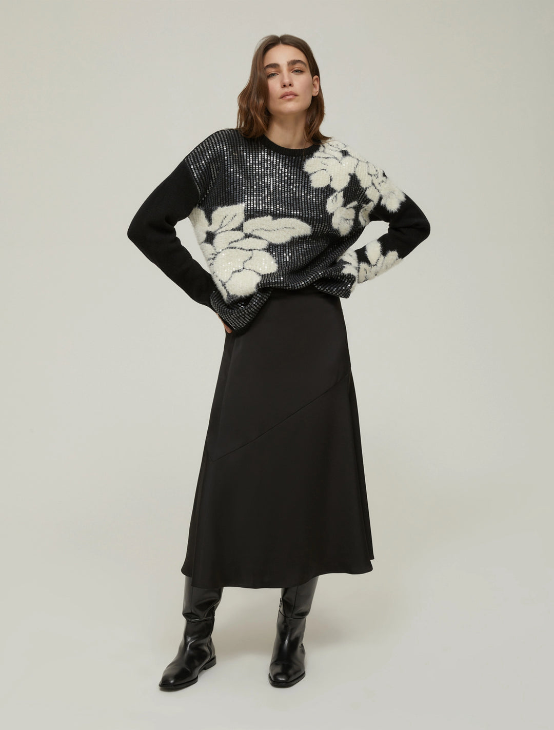 PennyBlack Godezia Sequin-adorned Jacquard Sweater | Black