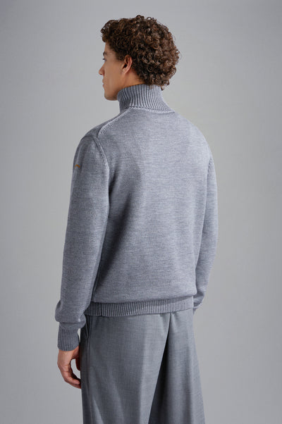 Paul & Shark Wool Turtleneck Sweater with Moon Badge | Grey