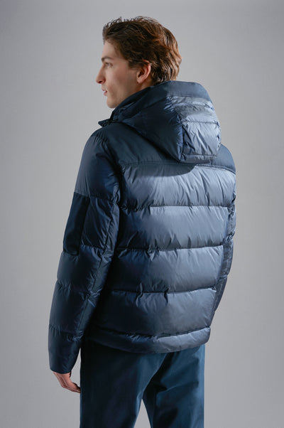 Paul & Shark Iridescent Re-Goose Down Jacket with Shark Fin | Navy