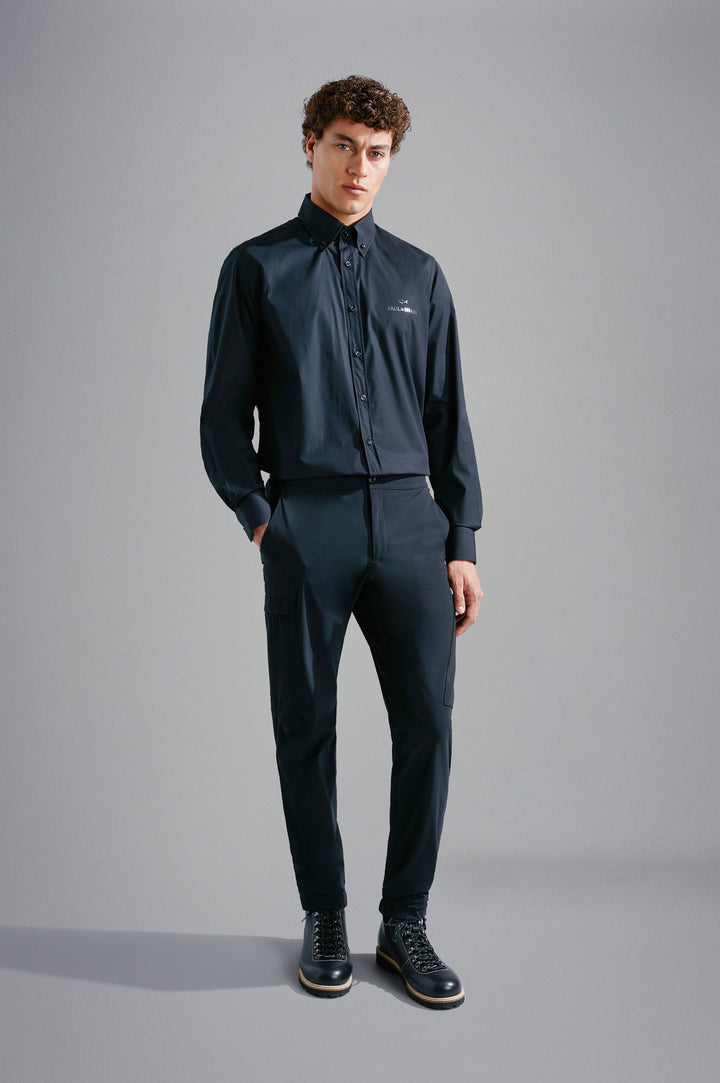 Paul & Shark Cotton shirt with Reflective Printed Logo | Black