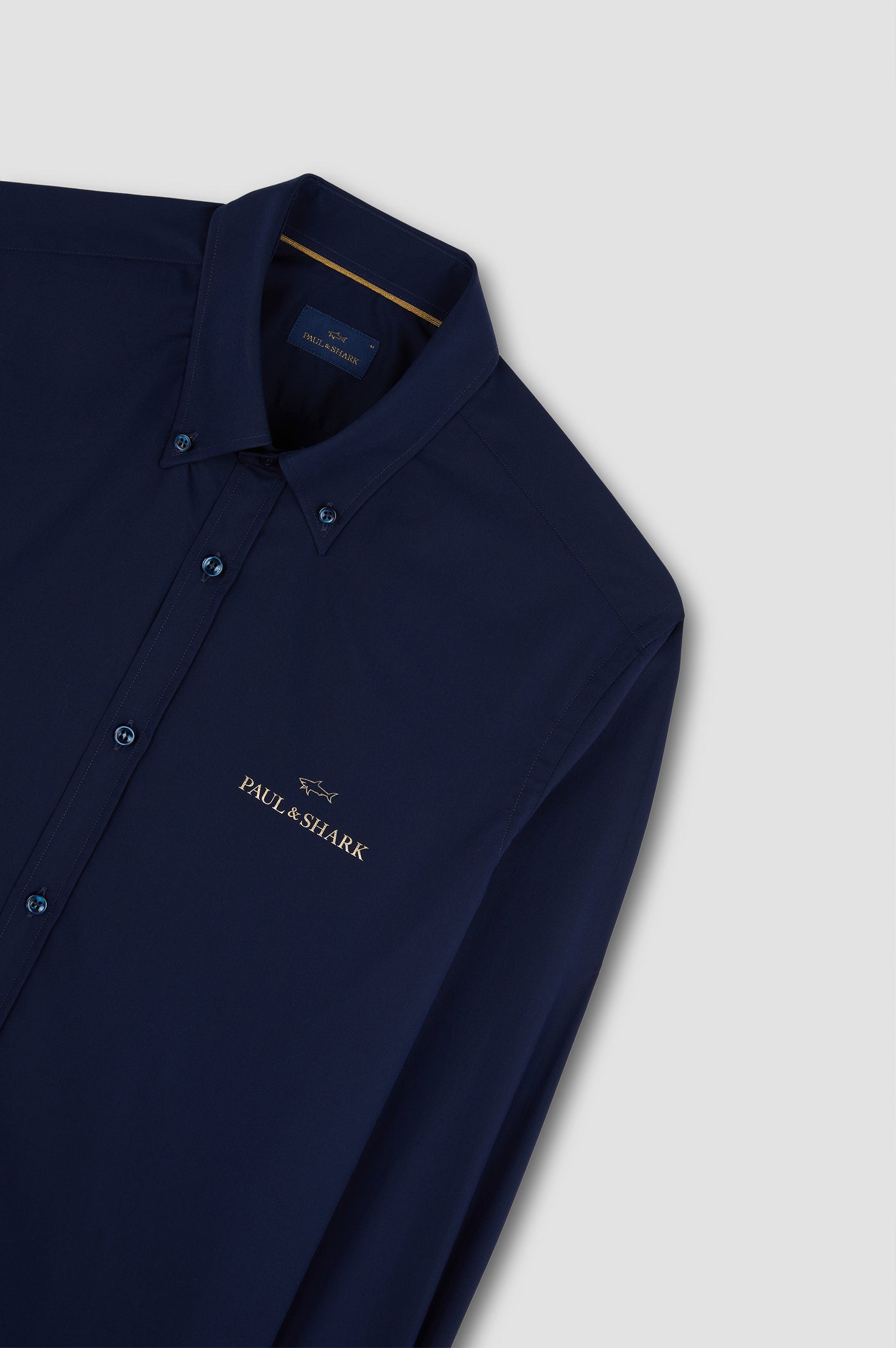 Paul & Shark Cotton Poplin Shirt with Reflective Printed Logo | Navy