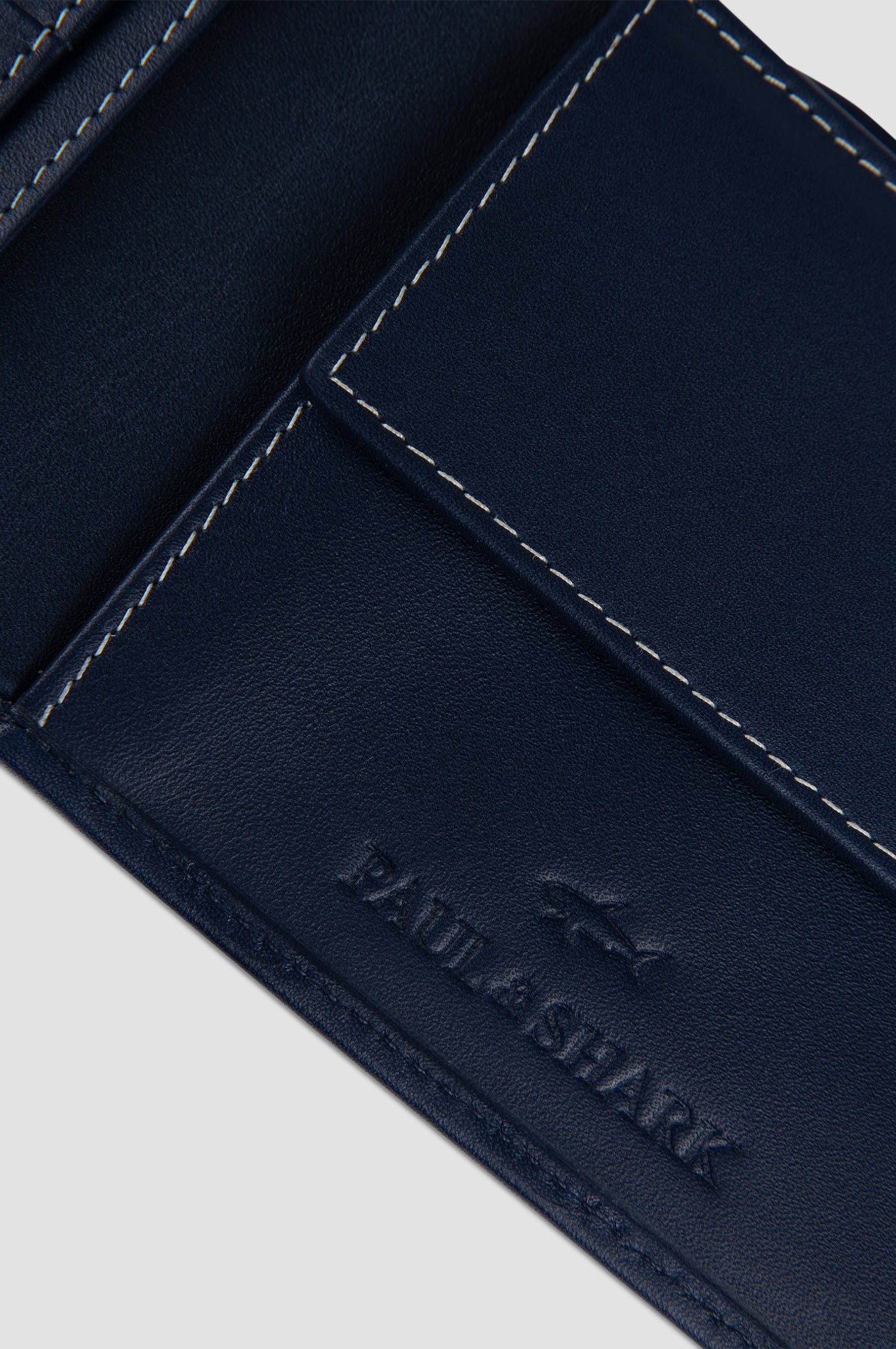 Paul & Shark Monogram Leather Coin Wallet | Navy