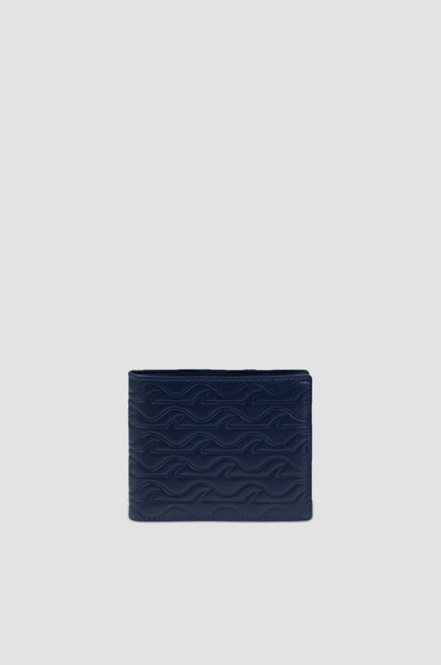 Paul & Shark Monogram Leather Coin Wallet | Navy