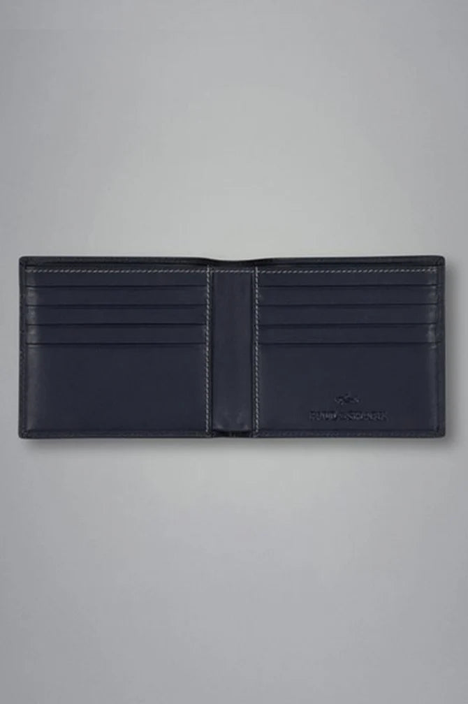 Paul & Shark Monogram Leather Wallet | Navy