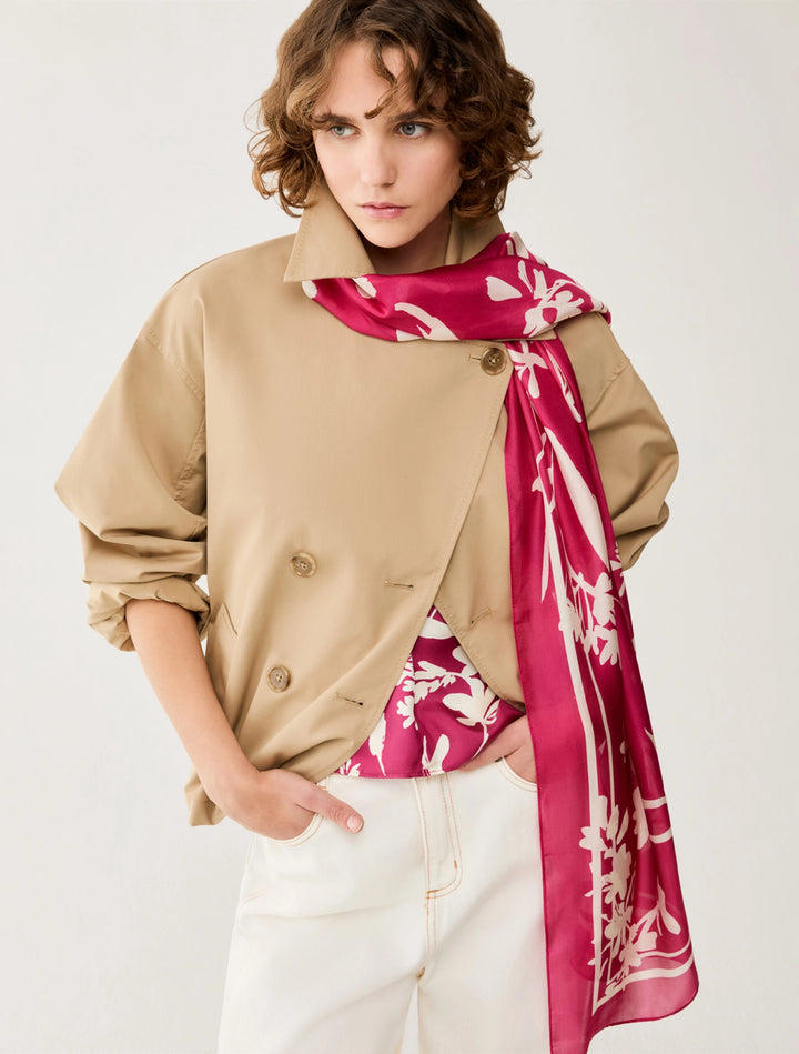 PennyBlack Jacquard Silk Stole | Fuchsia