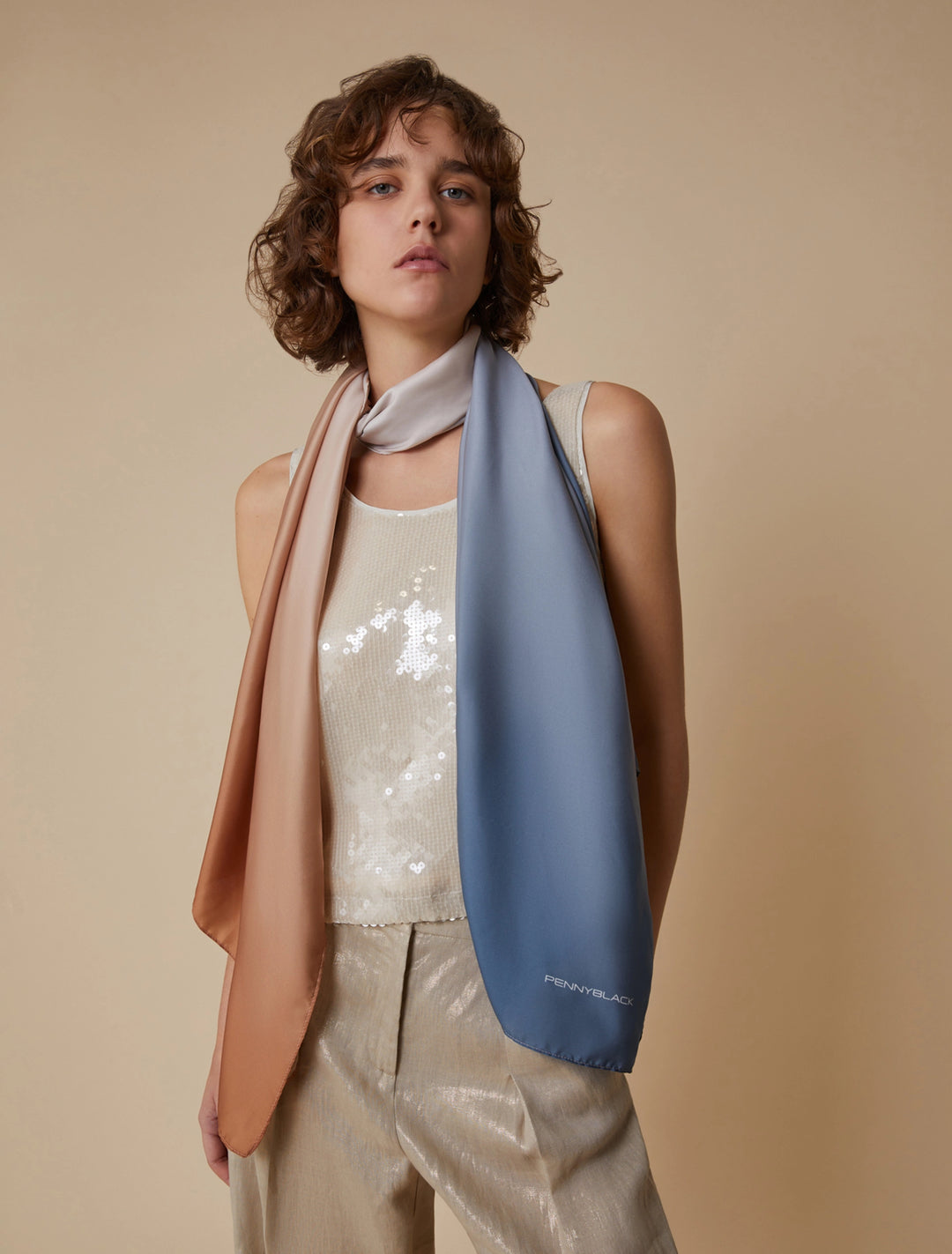 PennyBlack Stefano Long Scarf | Grey/Beige Multi