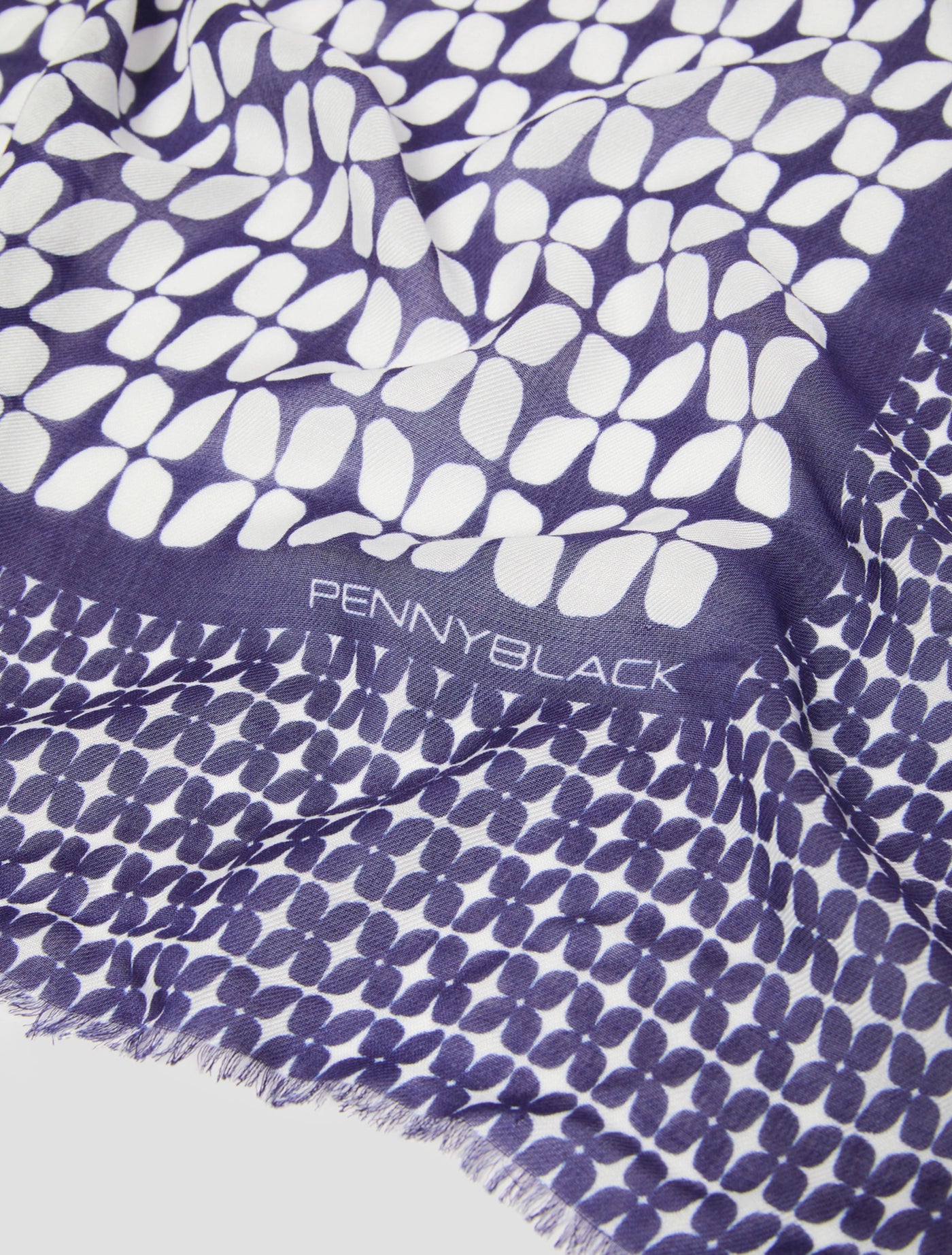 PennyBlack Printed Modal Stole | Navy