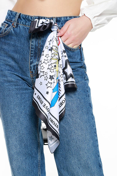 Never Needy Star Patterned Scarf | White/Black