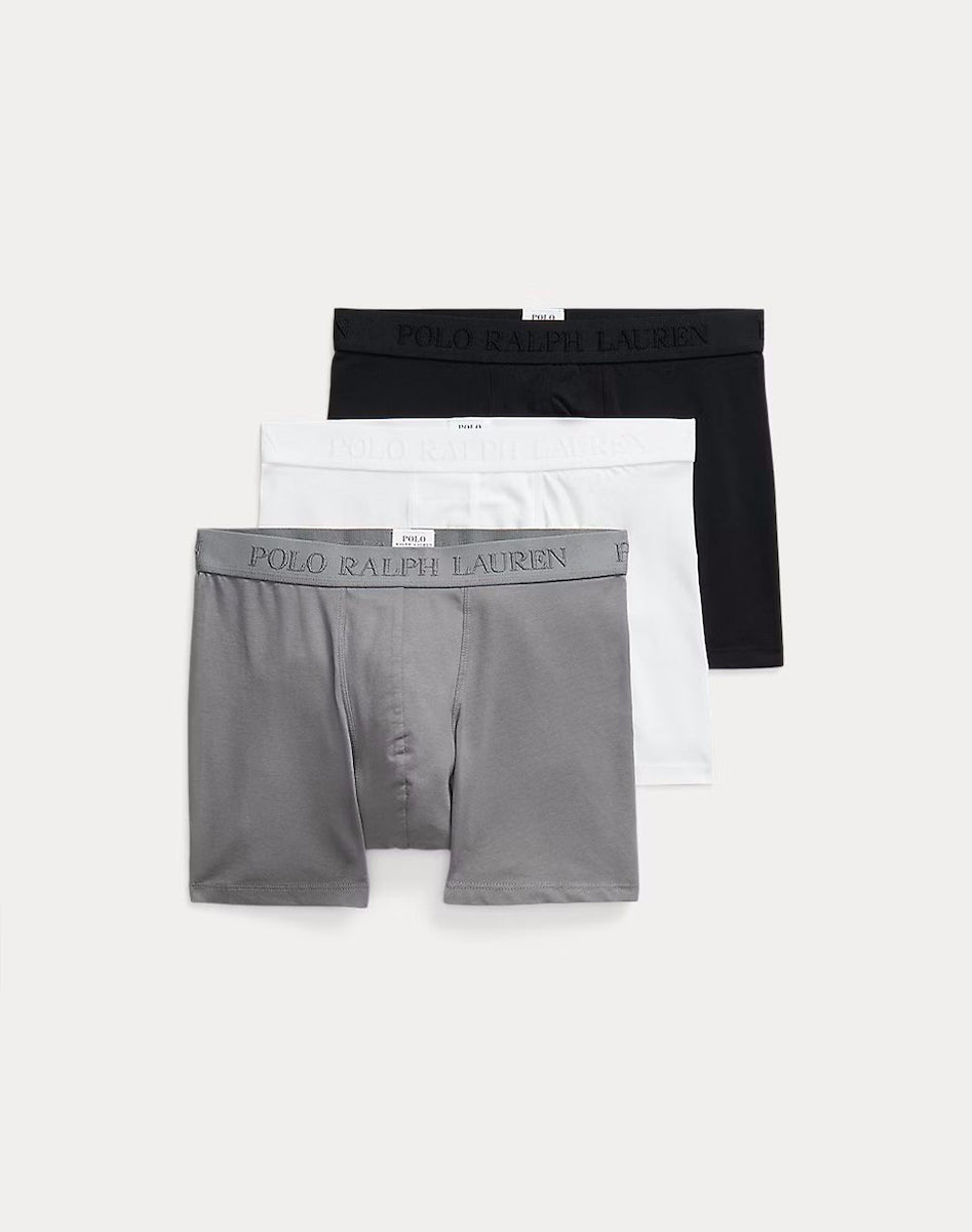 Ralph Lauren 3 Pack Elastic Boxers | Black/White/Grey