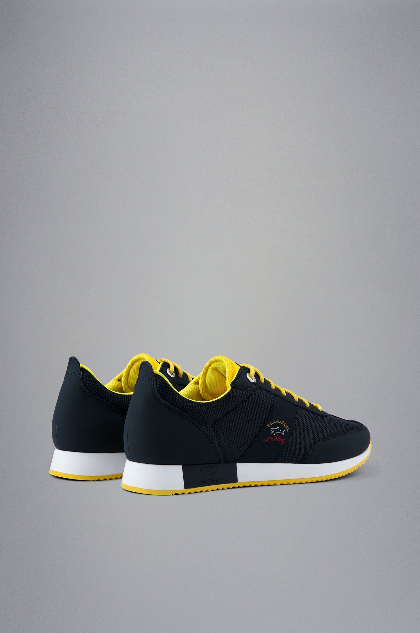 Paul & Shark Hybrid Trainers with Fabric Tech and Leather | Navy/Yellow