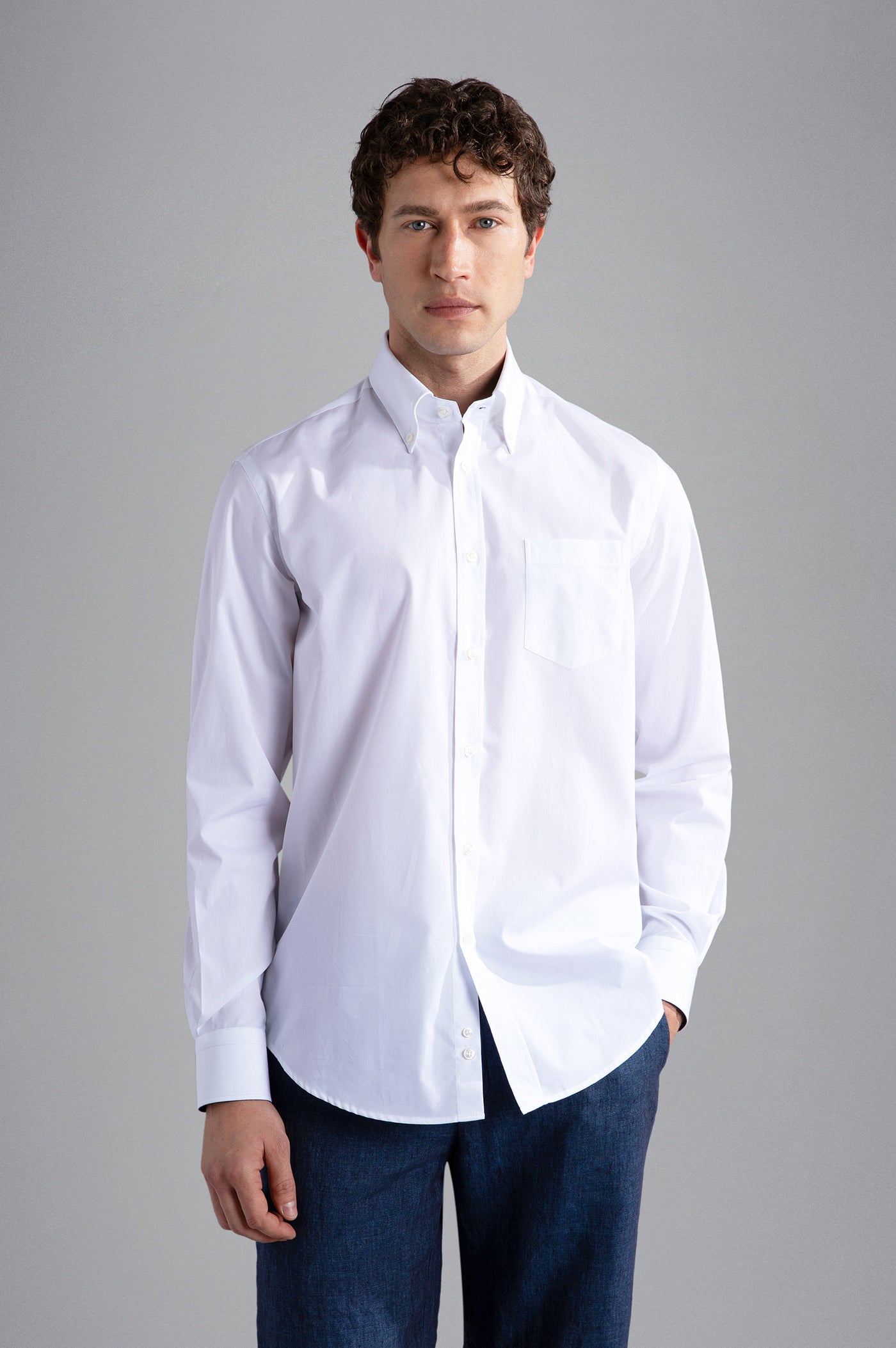 Paul & Shark Cotton Poplin Shirt with Flags | White