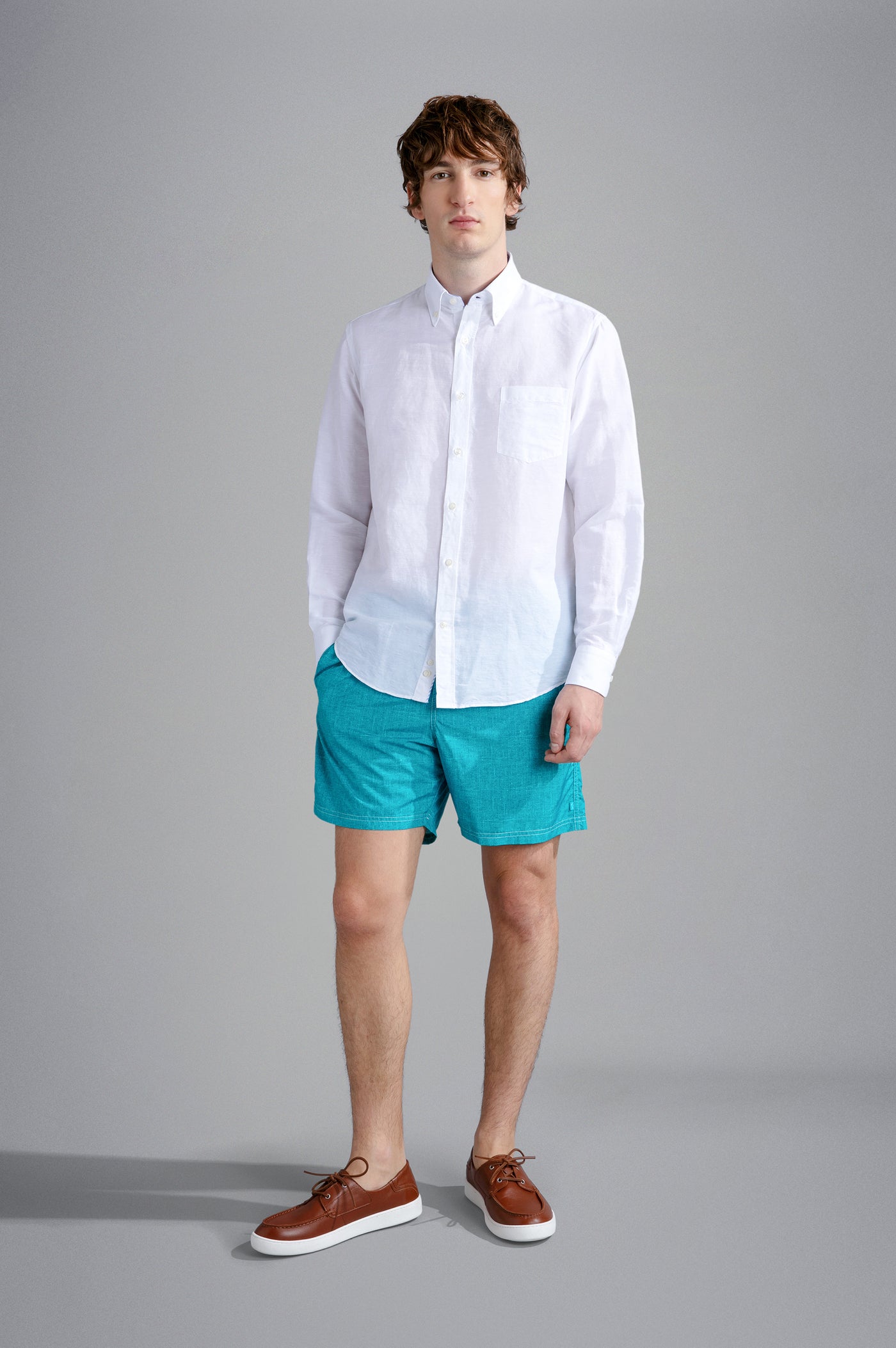 Paul & Shark Linen and Cotton Shirt | White