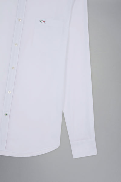 Paul & Shark Cotton Poplin Shirt with Metallic Shark | White