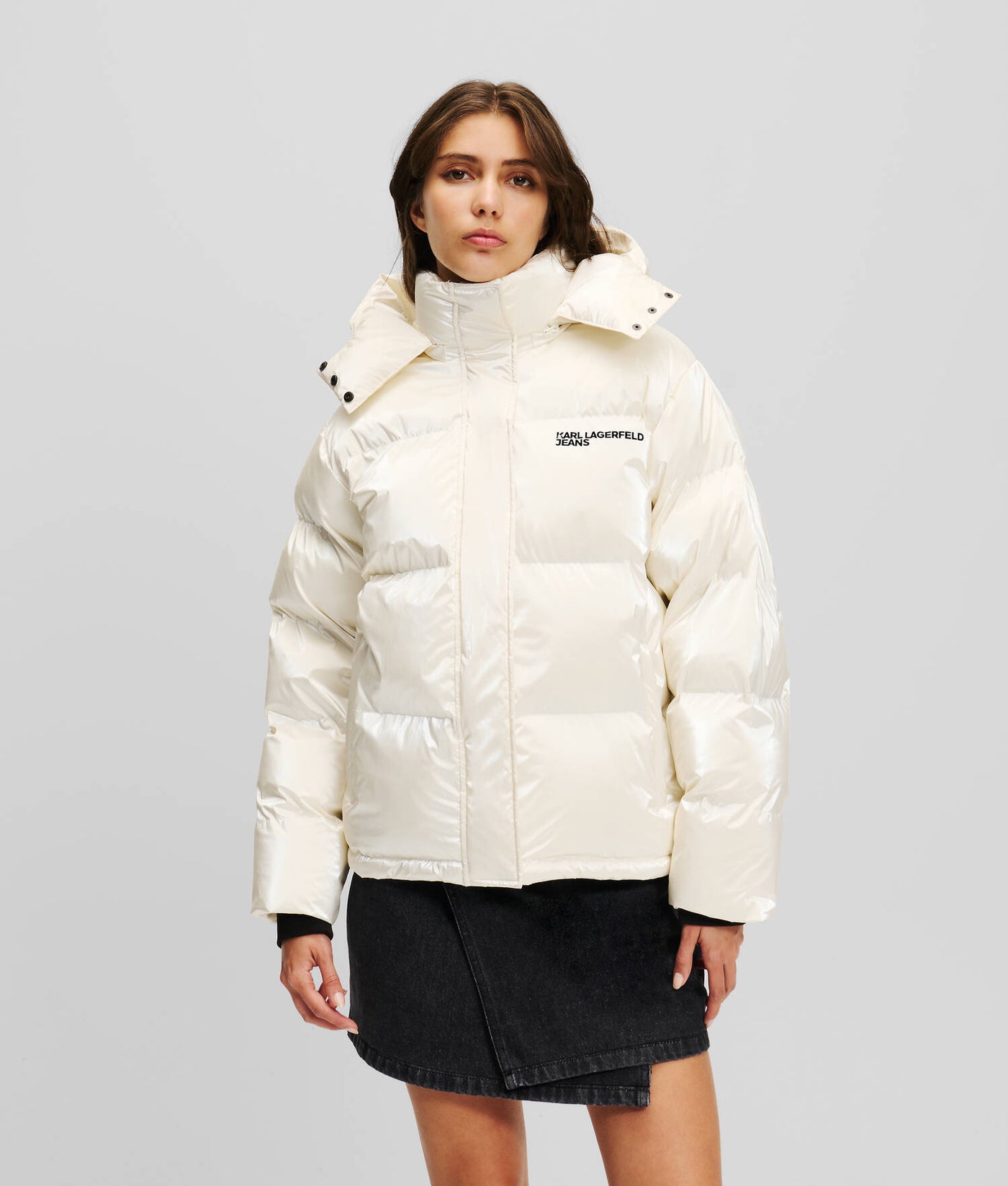 Karl Lagerfeld Pearlized Puffer Jacket | Off White