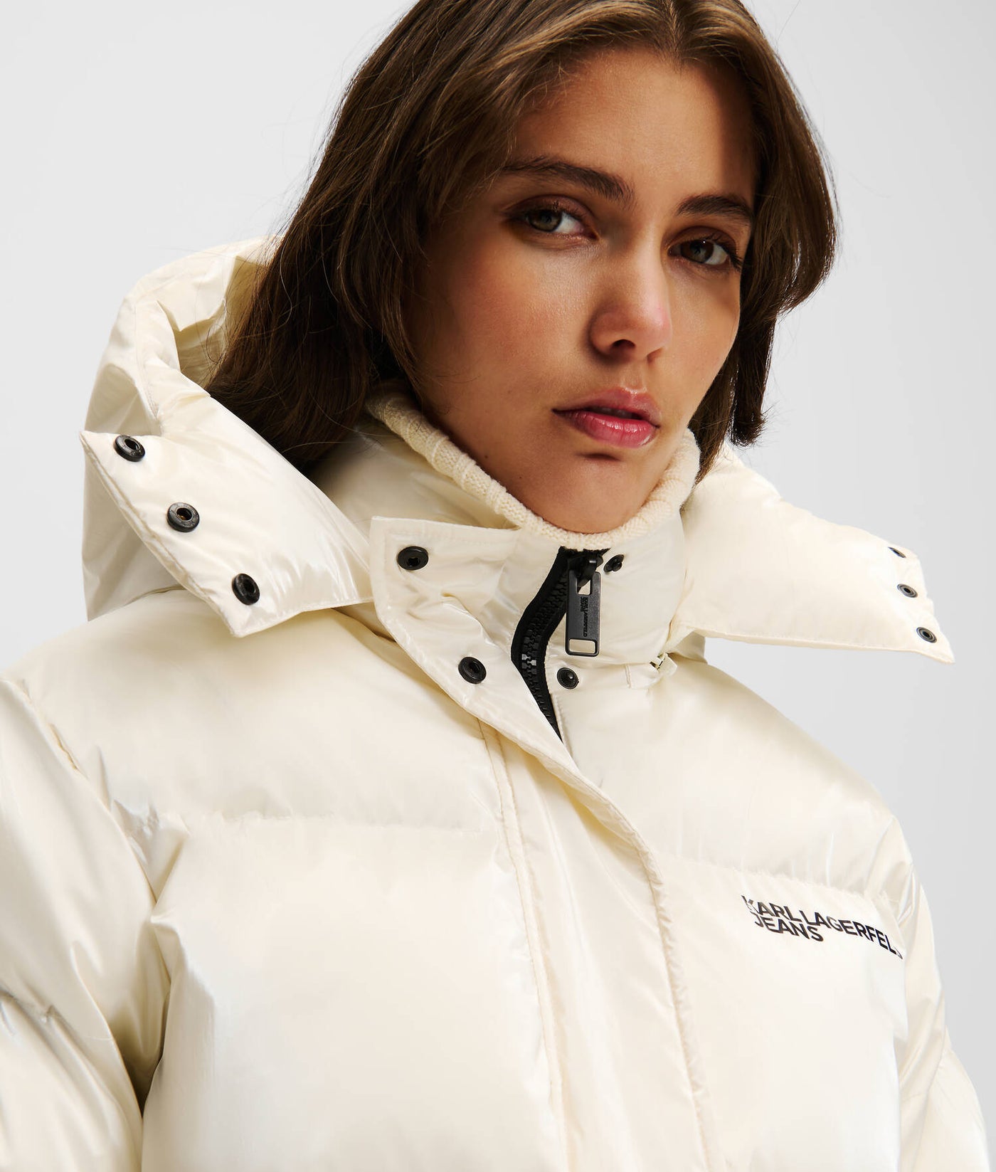 Karl Lagerfeld Pearlized Puffer Jacket | Off White