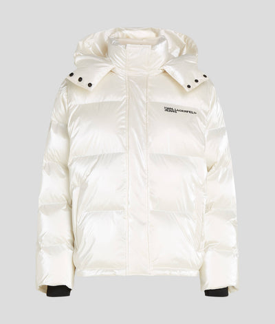 Karl Lagerfeld Pearlized Puffer Jacket | Off White