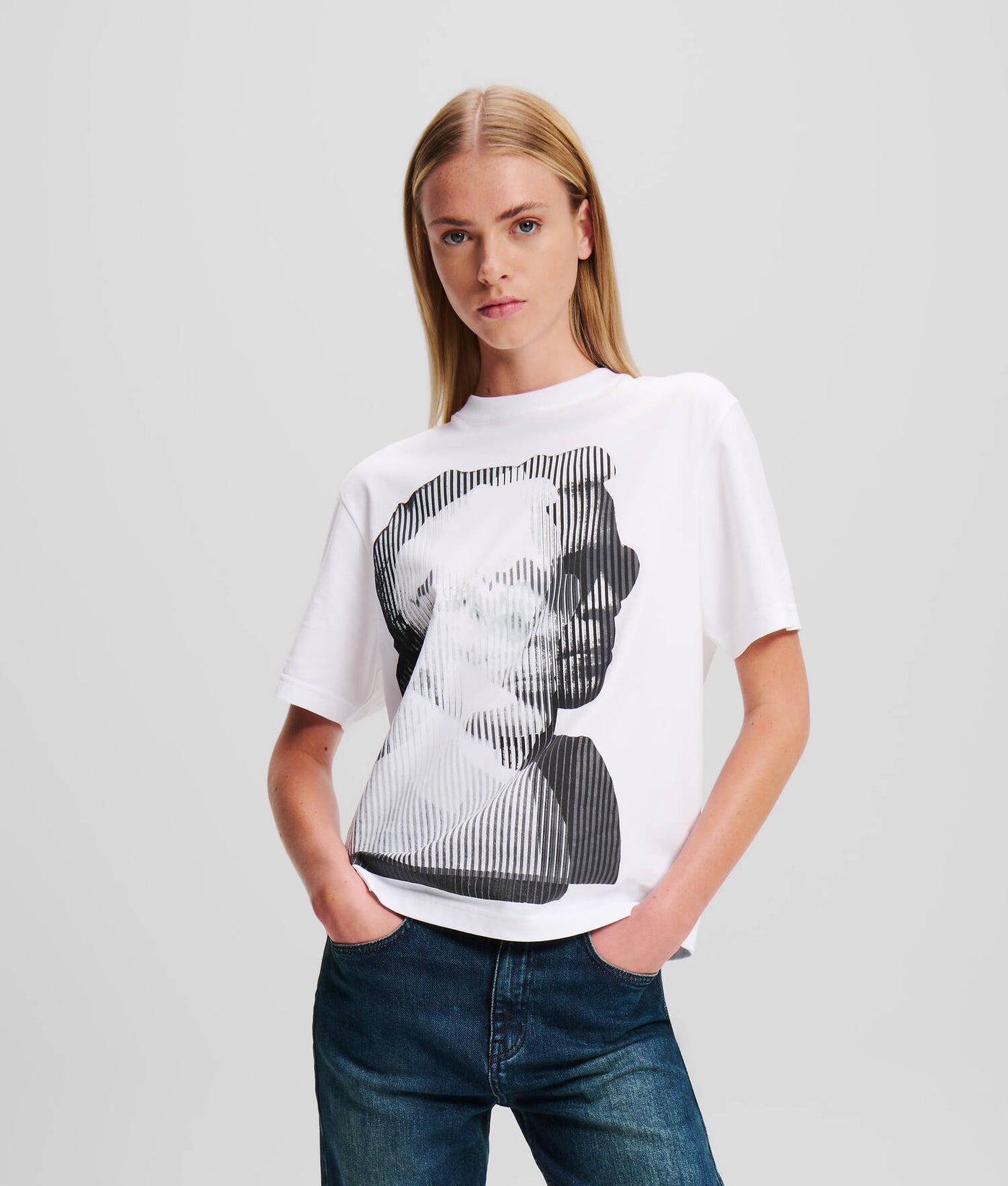 Karl Lagerfeld Print Regular Fit T-shirt | White