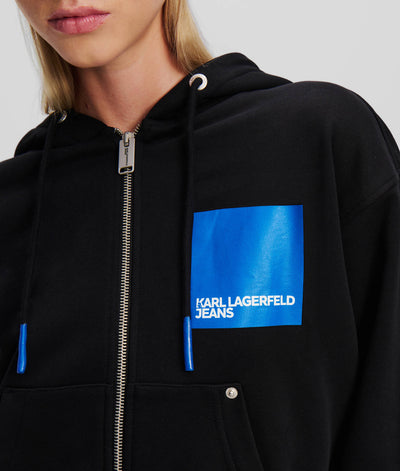 Karl Lagerfeld Zip Up Regular Fit Hoodie | Black