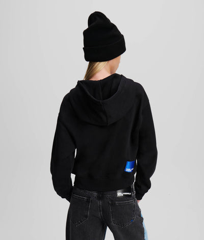 Karl Lagerfeld Zip Up Regular Fit Hoodie | Black