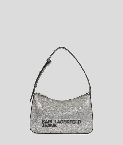 Karl Lagerfeld Logo Metallic Shoulder Bag | Silver