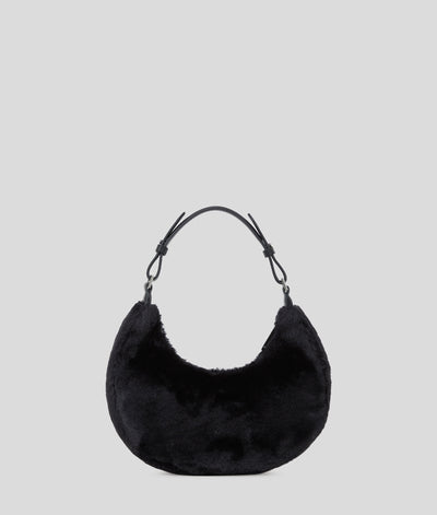 Karl Lagerfeld Faux Fur Half Moon Shoulder Bag | Black