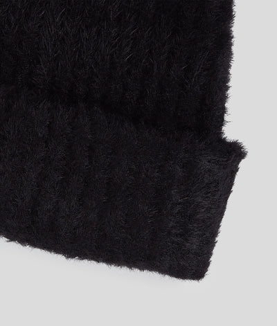 Karl Lagerfeld Furry Logo Beanie | Black