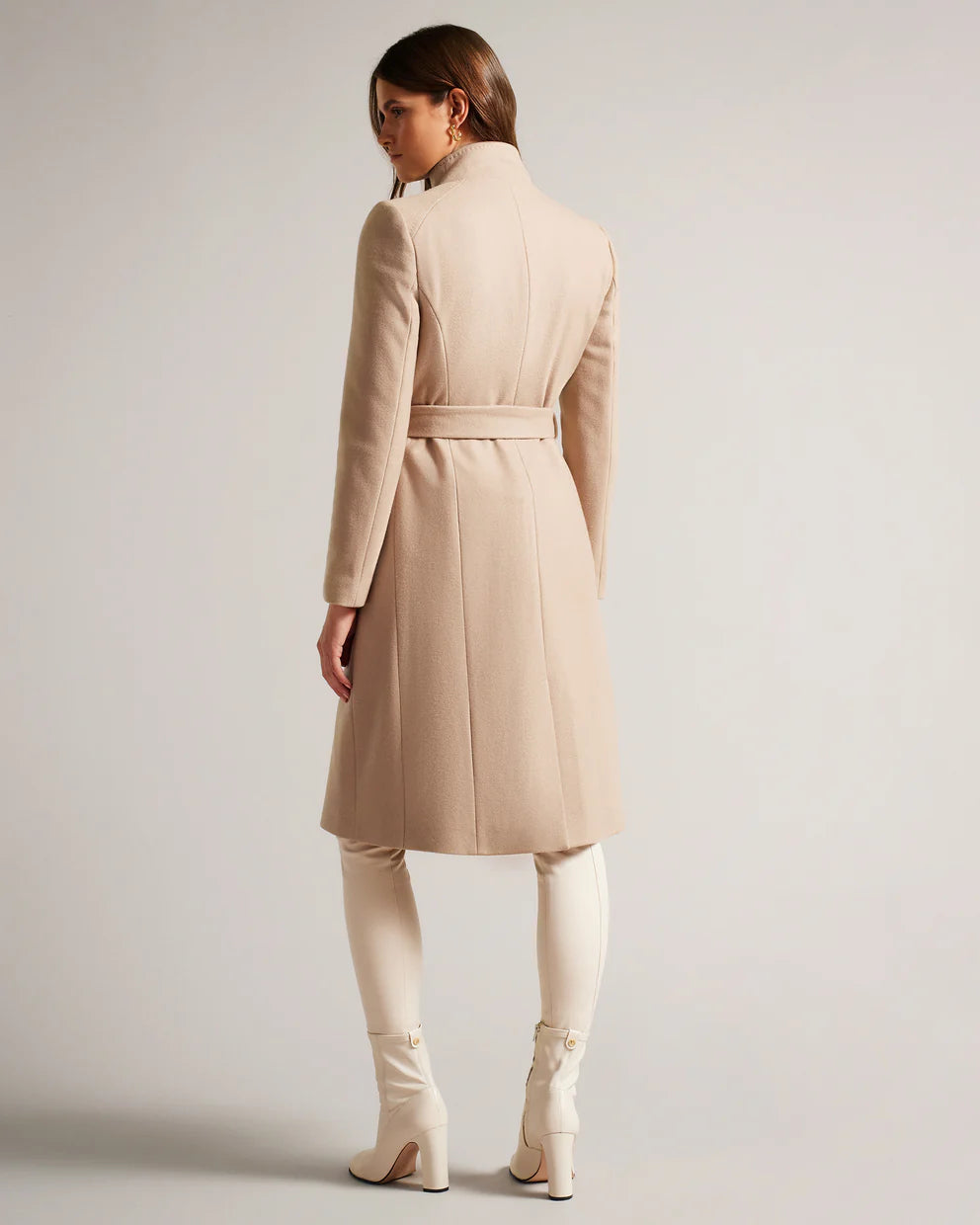 Ted Baker Rose Wool Wrap Midi Coat | Camel