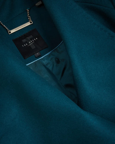 Ted Baker Rose Wool Wrap Midi Coat | Teal Blue