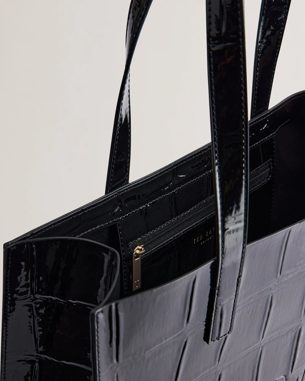 Ted Baker Croccon Croc Detail Large Icon Bag | Jet Black