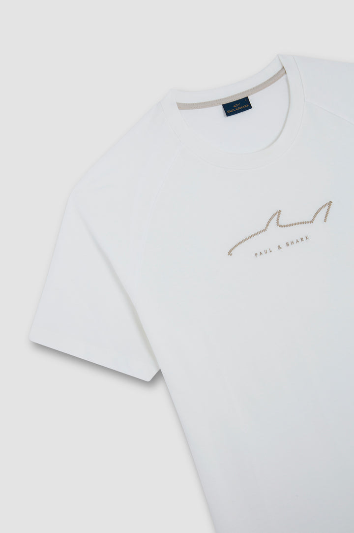 Paul & Shark Embroidered Fin Cotton Jersey T-shirt | Cream